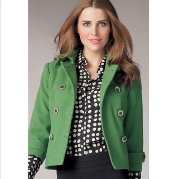 CAbi Jackets & Blazers - CAbi Clover Green Wool Blend Pea Coat 3/4 Sleeve 4